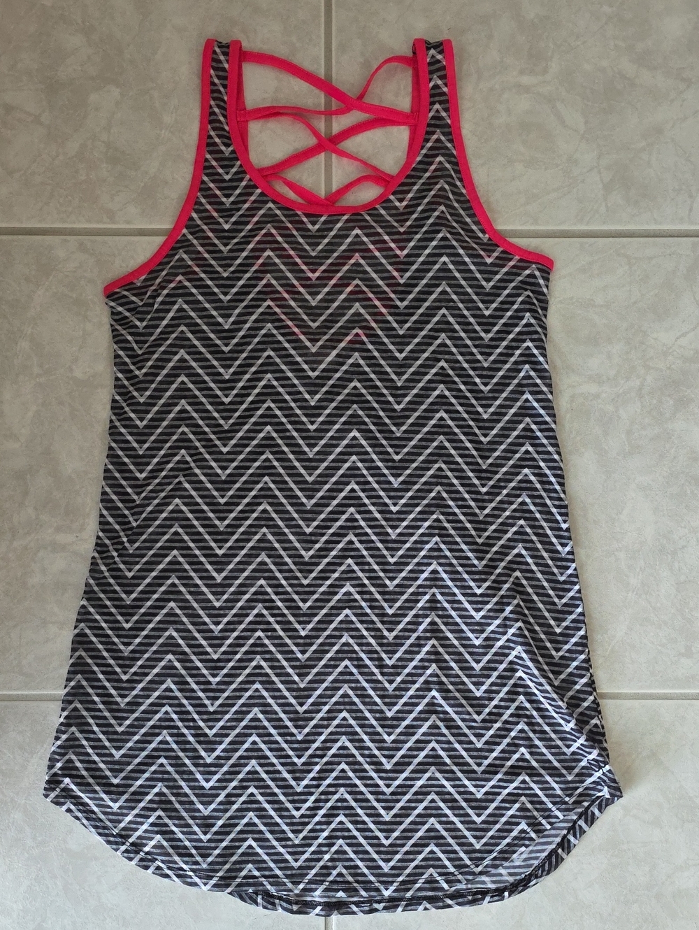 Women’s Swimsuit Coverup - Black Chevron with Pink Trim